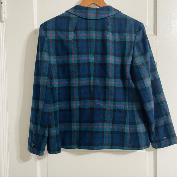 Pendleton Blue Green Plaid Wool Blazer - Picture 4 of 4